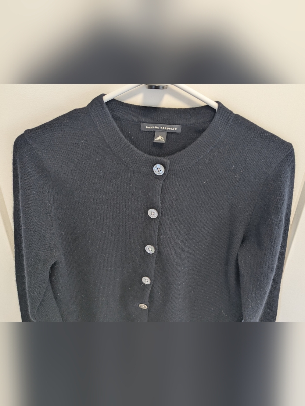 Banana Republic Lambswool Angora Cardigan Black Soft Fuzzy Knit Button - Picture 3 of 8